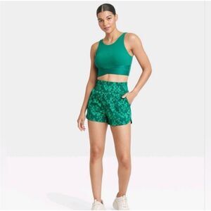 Joy Lab High-Waist Active Shorts, Pixel Green, Size XL